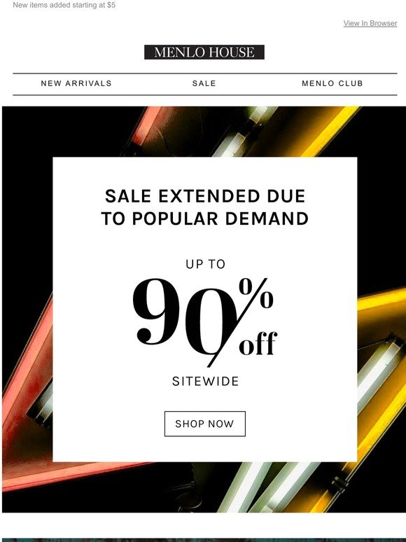Sale Extended! More items at 90% off