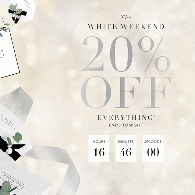The White Company Hurry! 20 off in The White Weekend ends tonight