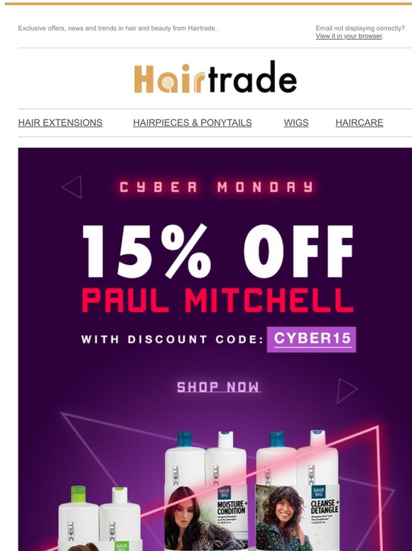 Cyber Monday - 15% Off Paul Mitchell
