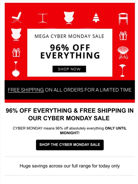 CYBER MONDAY = 96% OFF EVERYTHING PLUS FREE SHIPPING