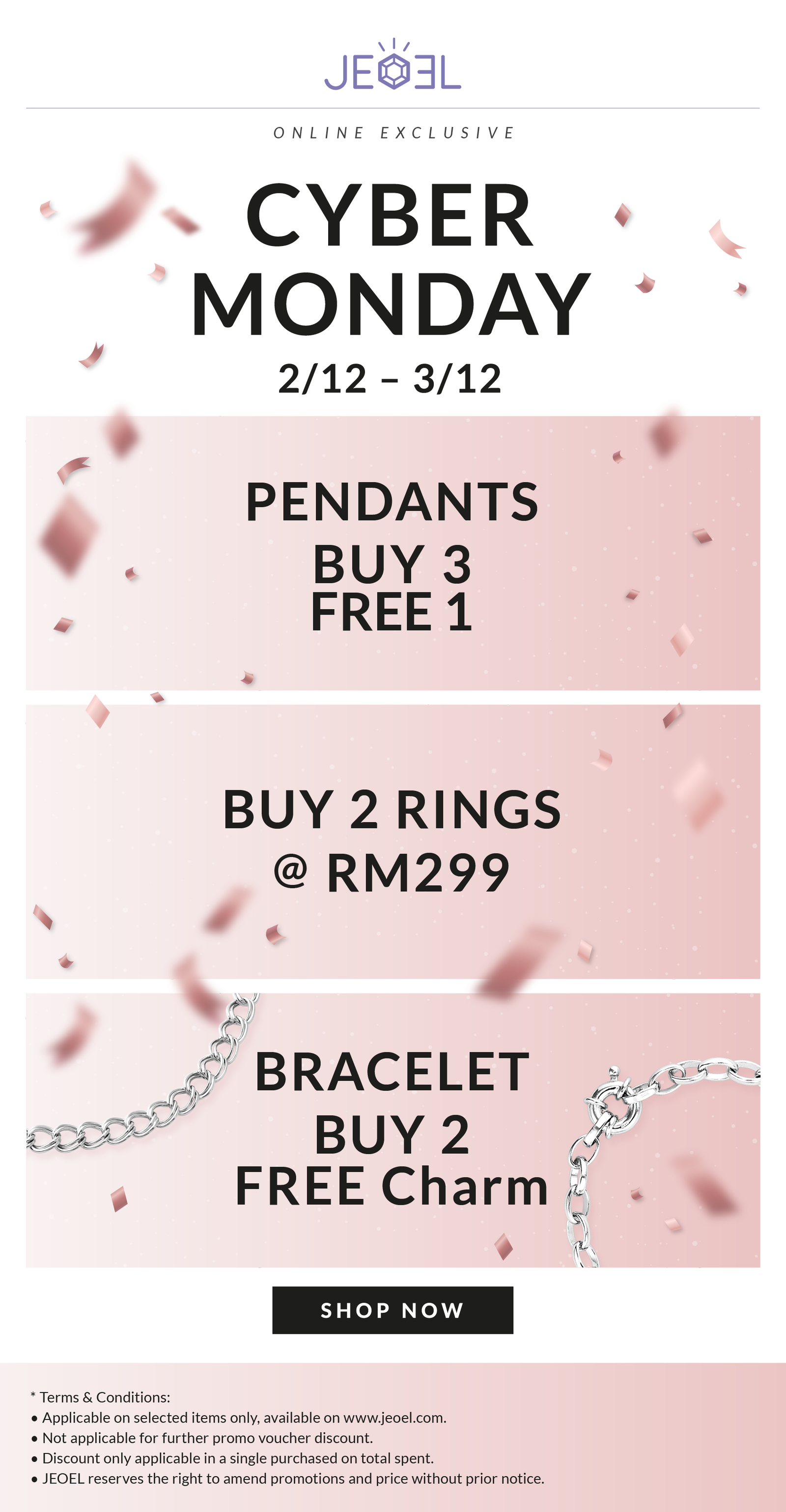 Jeoel Jewellery (MY): OMG!!! 😱 Extended Cyber Monday is here... Grab them  while stock last | Milled