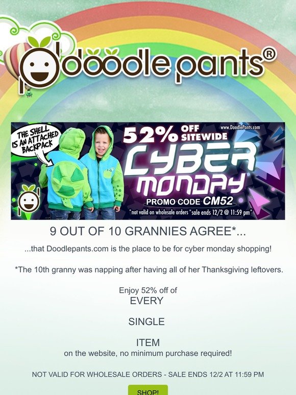 Whoa! more than half off SITEWIDE for Cyber Monday!