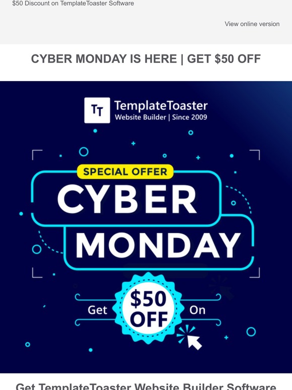$50 Cyber Monday Discount on TemplateToaster Software