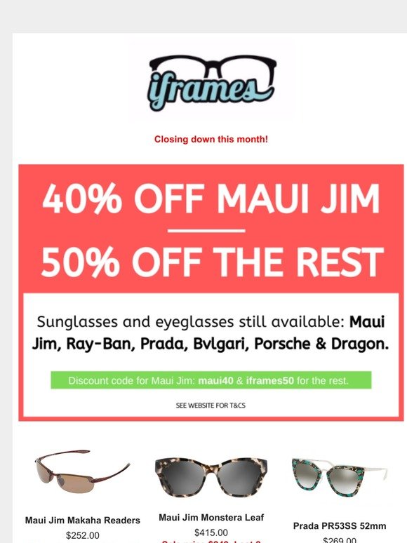 Today's Maui Jim, Ray-Ban, Prada bargains! Save big $$$