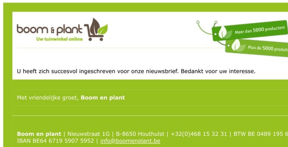 Inschrijving nieuwsbrief succesvol