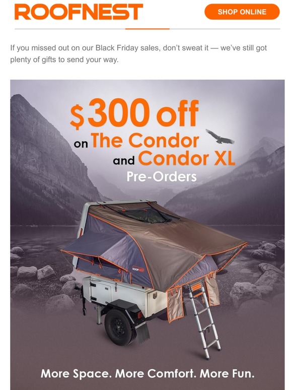 Roofnest 🎄300 off the New Condor Tent & More Gifts Inside🎅 Milled