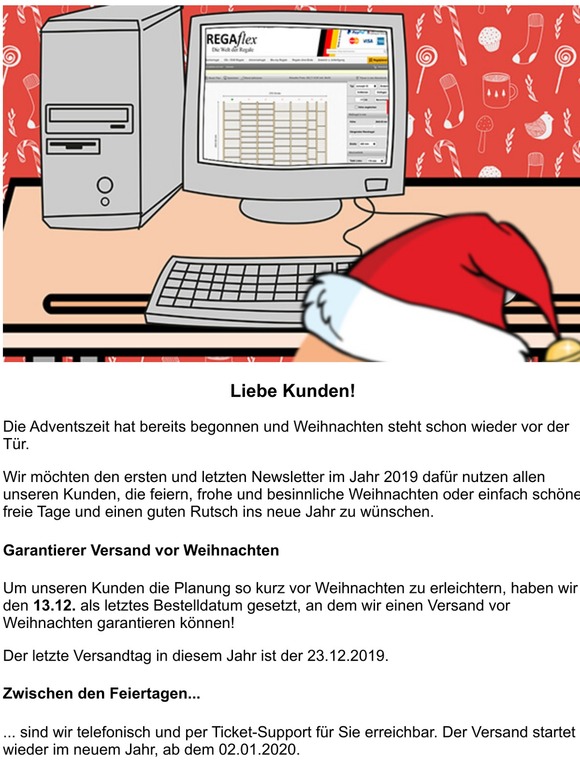 REGAflex wünscht Frohe Weihnachten und einen guten Rutsch ins Jahr 2019