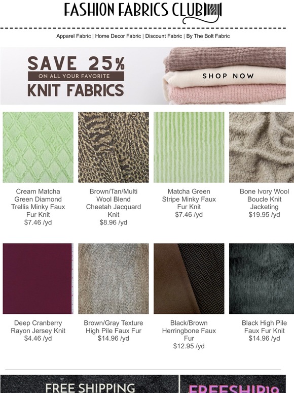 Fashion Fabrics Club Knits As Low As 3 71 Milled