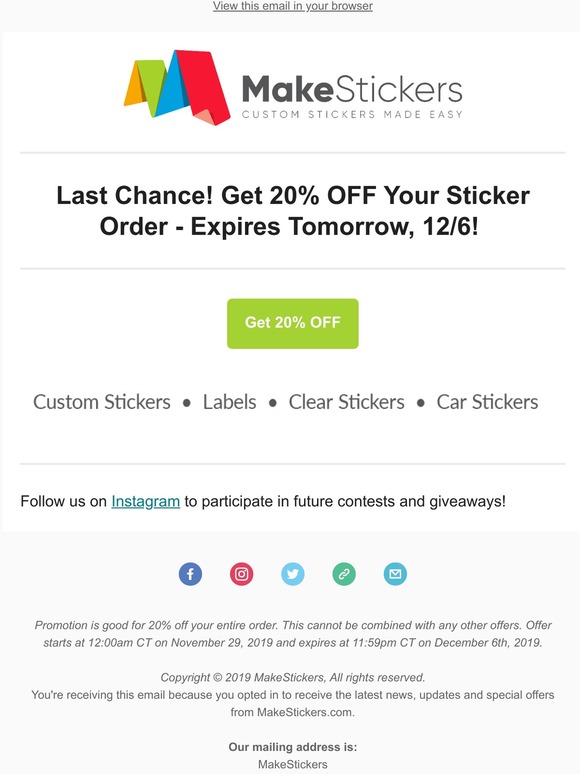 🎉 Last Chance - Get 20% OFF YOUR STICKER ORDER  🎉