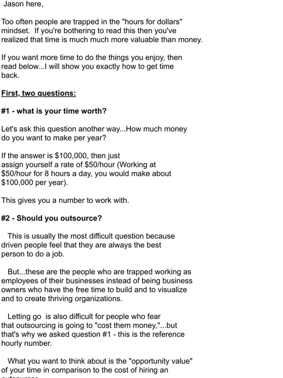 No Really! Using Outsourcing to Master Your Time
