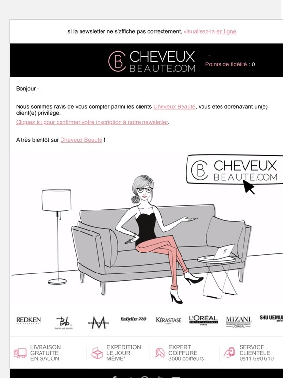 Cheveux Beauté : Message d'activation d’inscription.