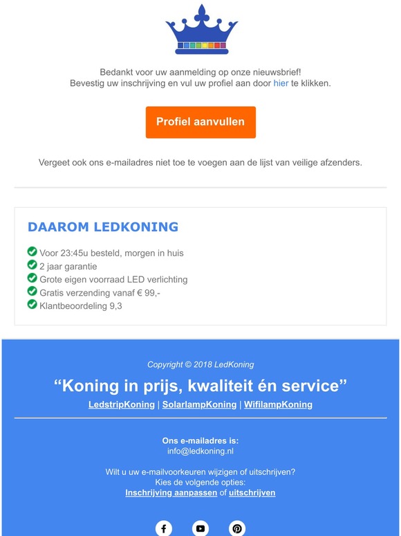 Welkom bij de LedKoning nieuwsbrief