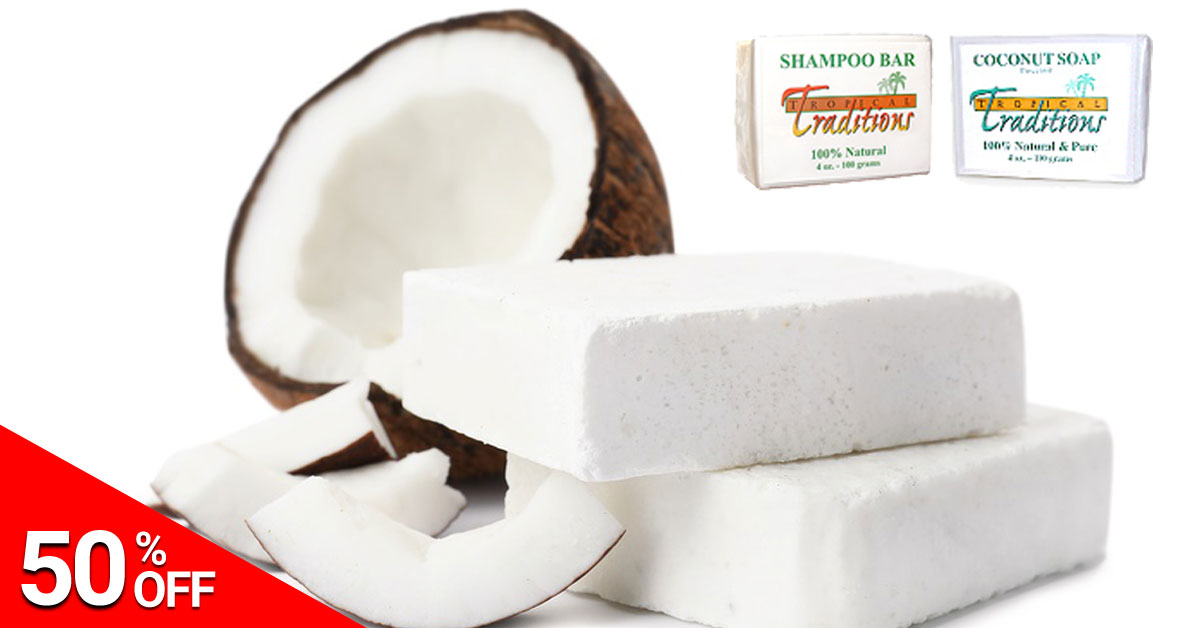 Tropical Traditions 50 OFF Unscented Coconut Oil Soap and Shampoo