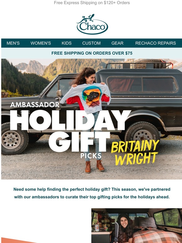 Chaco Ambassador Holiday Gift Picks Britainy Wright Milled