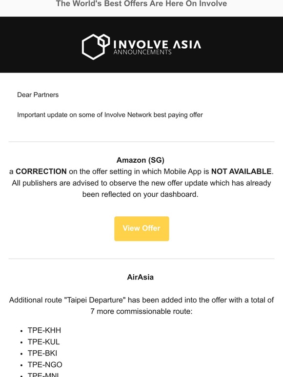 Offer information update