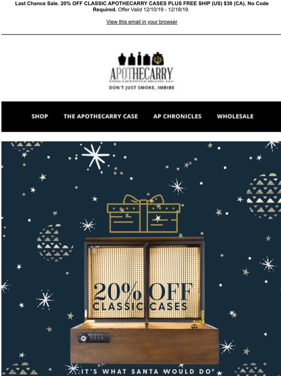 Last Chance Sale. 20% off the Classic Cases plus free ground ship