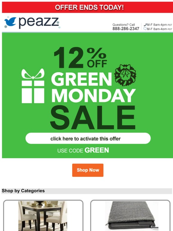 Last Chance: GREEN MONDAY 12% Off Sale, get delivery before Christmas! 🎁🎁