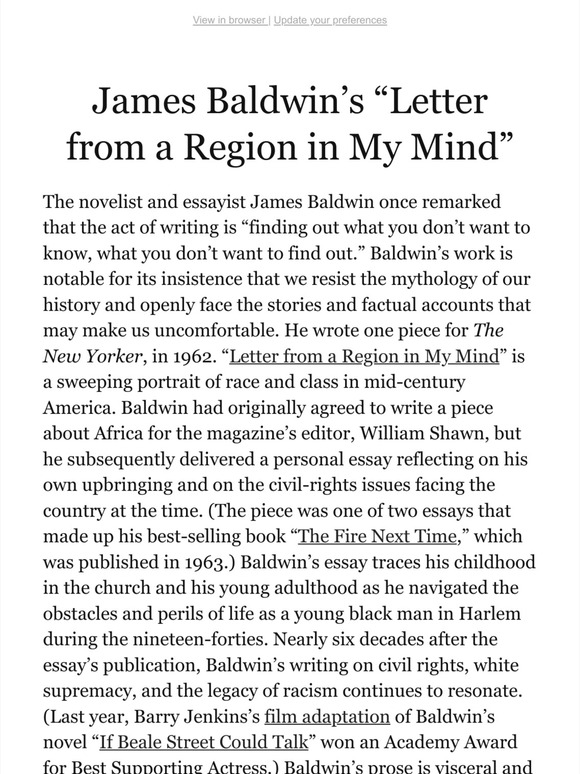 The New Yorker James Baldwin S Classic Essay On Race Milled