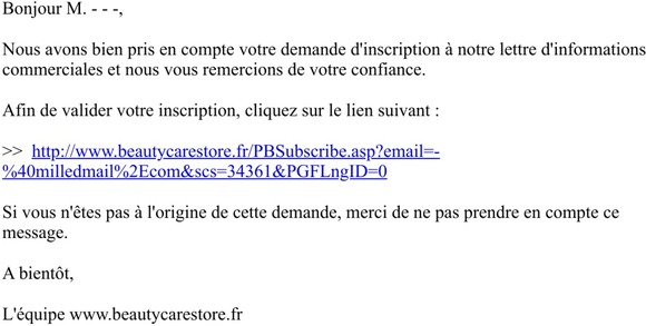 Confirmation de votre inscription à la newsletter - www.beautycarestore.fr