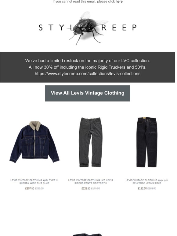 Levis Vintage Restocked & all 30% off @Stylecreep