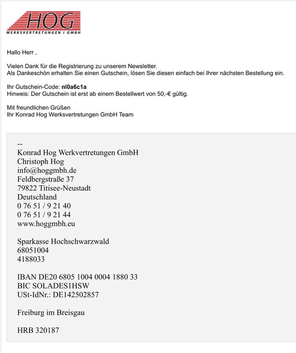 Gutschein - Konrad Hog Werksvertretungen GmbH