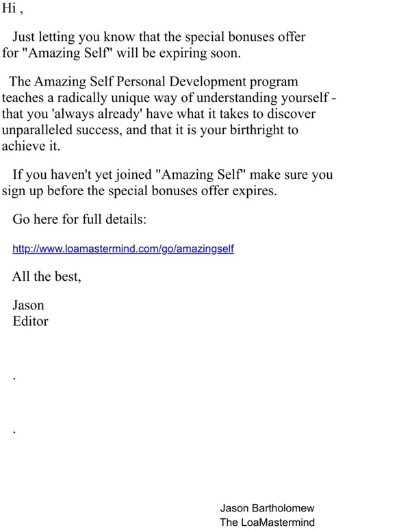 Final Reminder - Your Amazing Self 2.0!