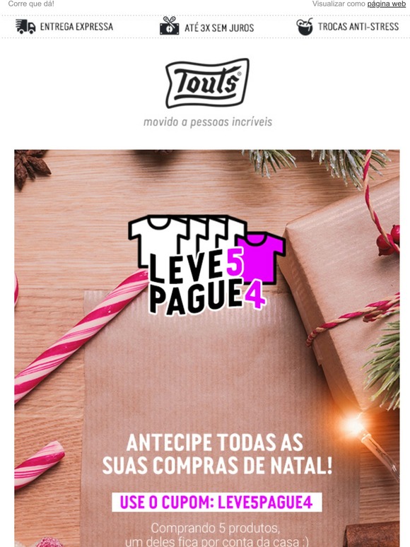 🎁 Leve 5 Pague 4 - Últimas horas de Especial de Natal🎁