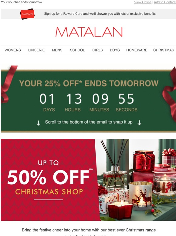 Matalan Have you spent your exclusive Christmas voucher yet? 🎁 Milled