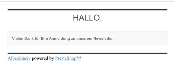 [Albexklusiv] Newsletter-Bestätigung