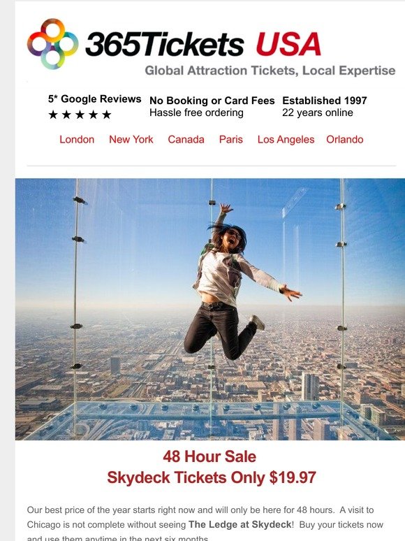 Skydeck Chicago 48 Hour Sale is On Now!