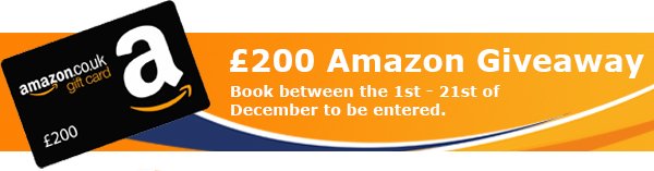 £200 Amazon Giveaway - book before 21st of December 2019