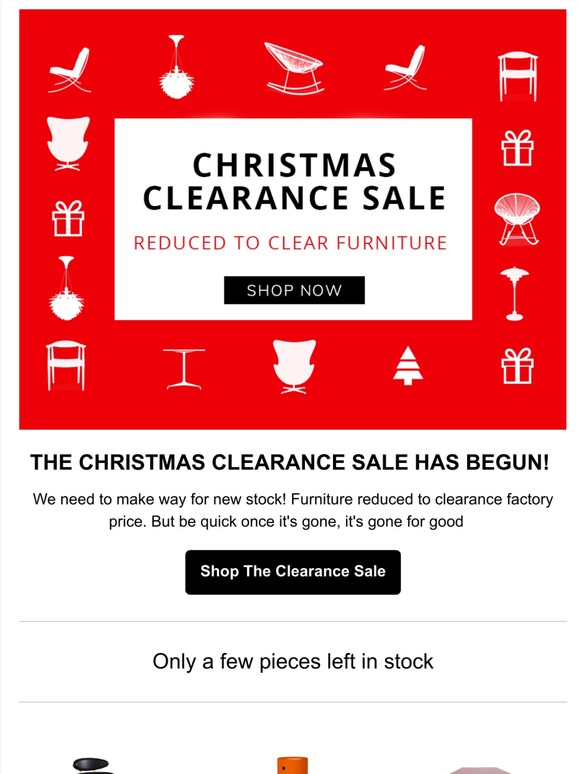 CHRISTMAS CLEARANCE SALE! FURNITURE REDUCED TO CLEAR