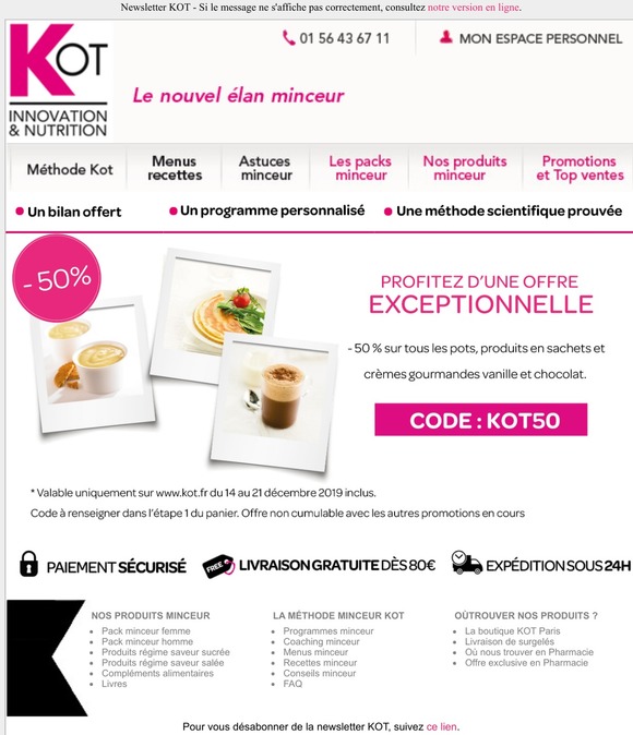-50% sur les pots, sachets et crèmes gourmandes