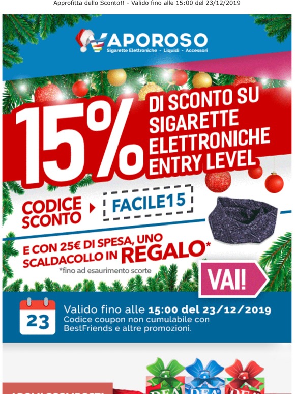 , 15% di SCONTO su Sigarette Elettroniche Entry Level