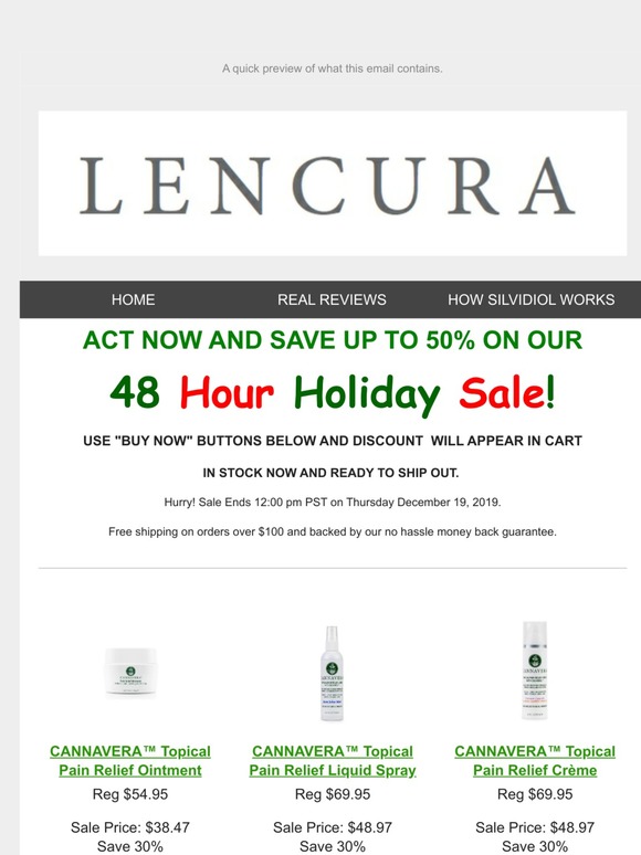 Hurry:  48 hours to save up to 50% on Cannavera Topical Products