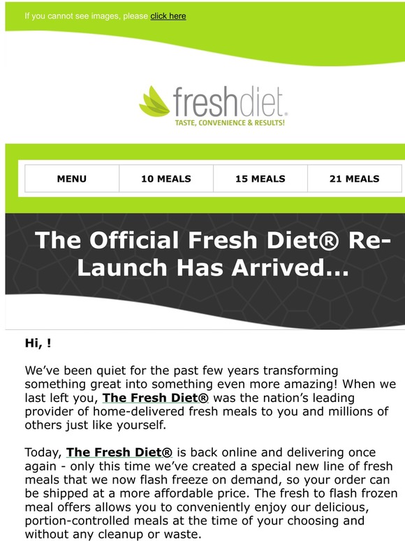  The Fresh Diet meals are back!  🎉