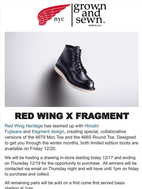 27cm fragment design x RED WING #4679