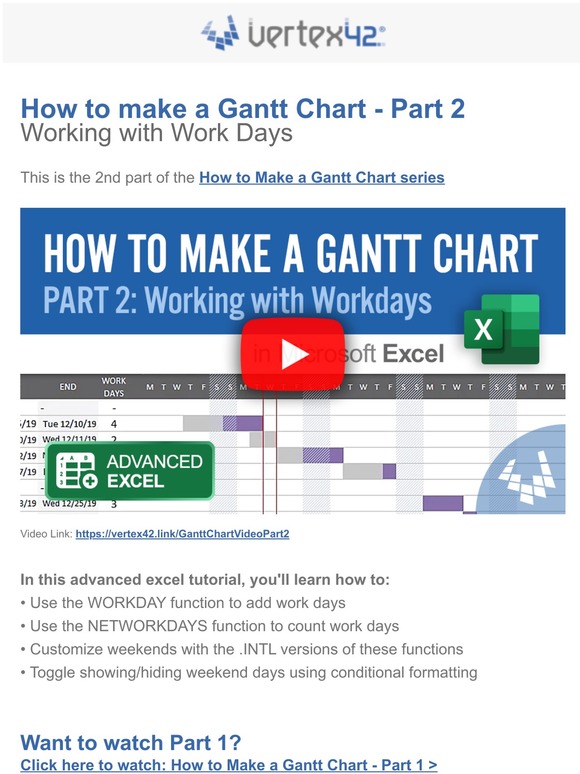 Vertex42 The Excel Nexus Watch How to Create a Gantt Chart in Excel