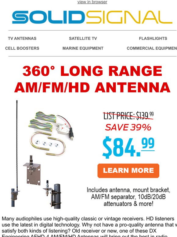Solid Signal: HD AM/FM Radio Outdoor Antenna - 39% Off Today | Milled