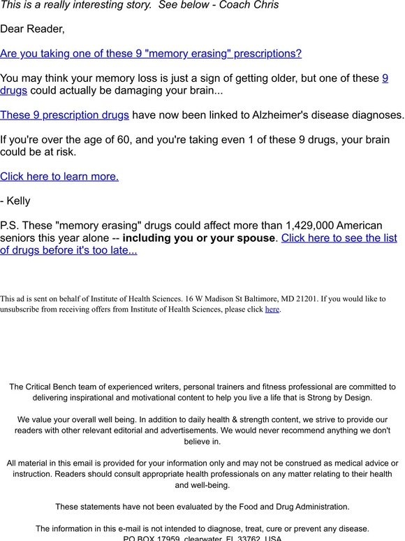 9 drugs linked to Alzheimer's disease?