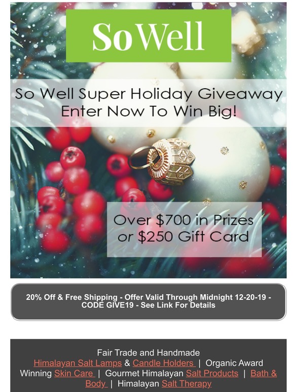 $700+ Giveaway + Free Shipping + 20% Off - ENDS TONIGHT