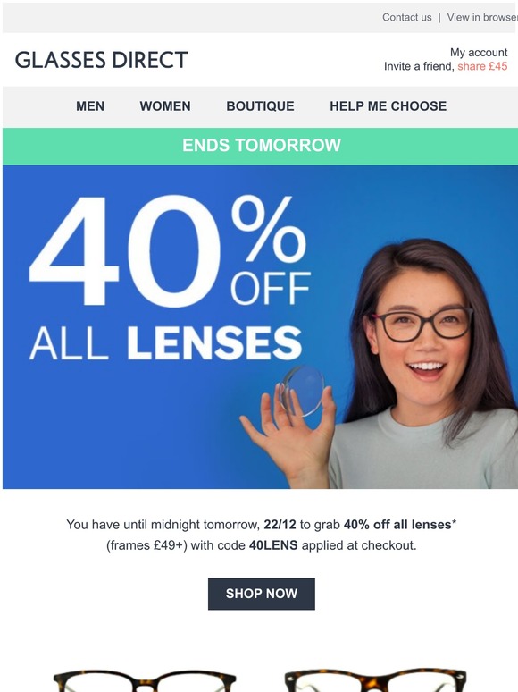 glasses direct 40 off