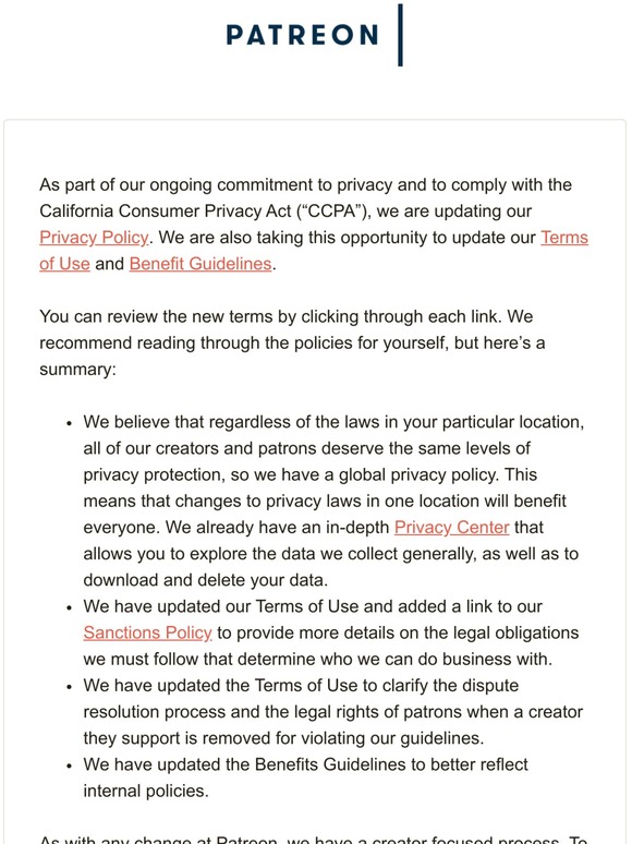 Updates to our policies