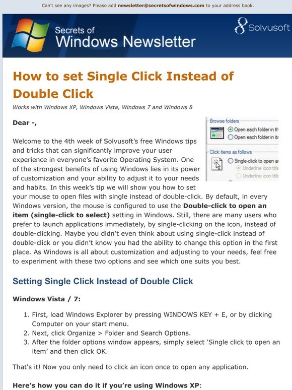 How to set Single Click Instead of Double Click (Week 4)