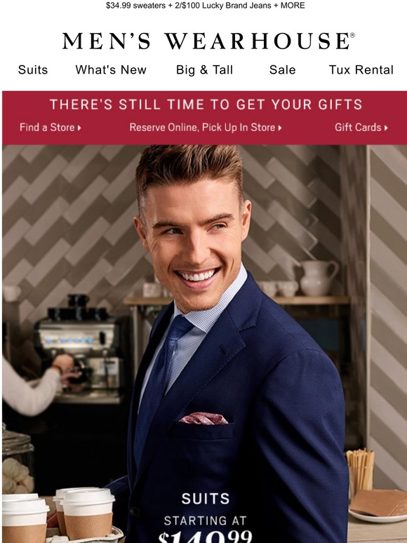 Men's Wearhouse Game on! Get your lastminute gifts instore now. Milled