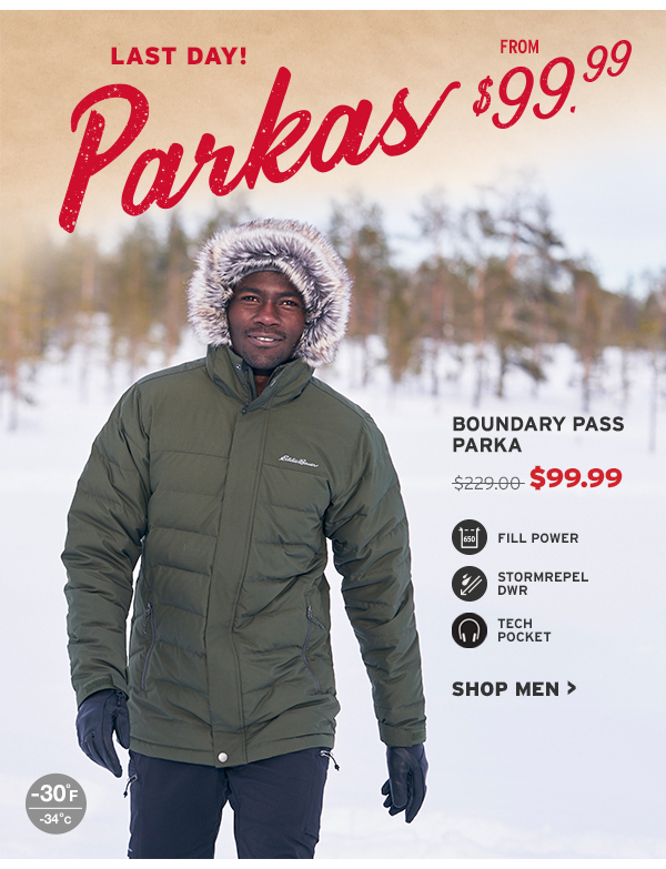 Eddie bauer boundary outlet pass down parka