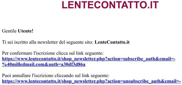 LenteContatto.it - Iscriversi alla newsletter
