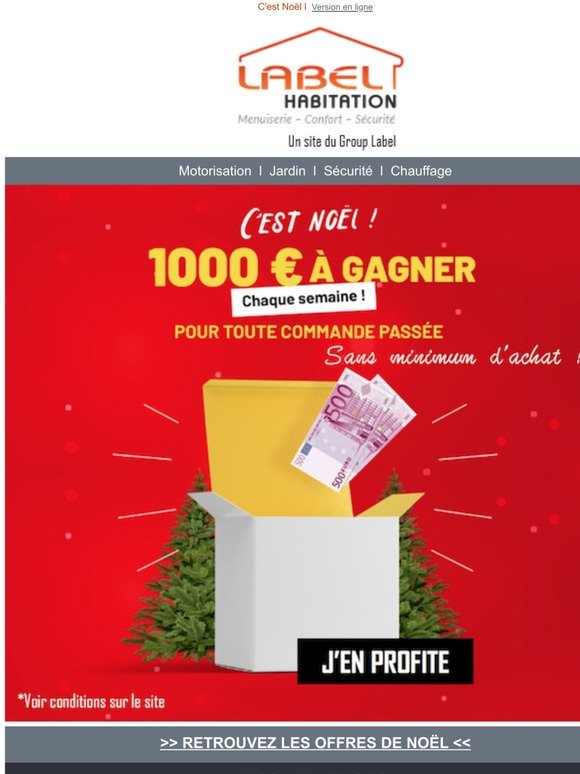 Tentez de gagner 1000€ par semaine pour Noël avec Labelhabitation