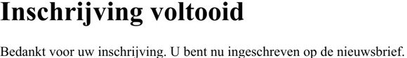 Inschrijving voltooid