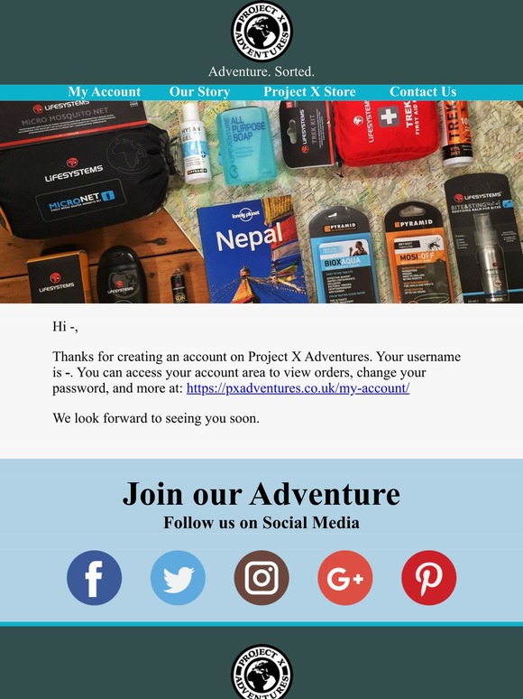 Your account on Project X Adventures